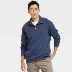 Goodfellow & Co Men's Blue Button-Collar Sweatshirt